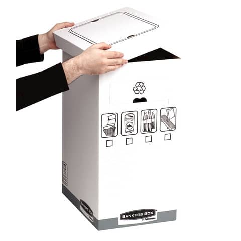 Cestino per rifiuti System in cartone certificato FSC - 55-90 L Fellowes blu e bianco - 0193201